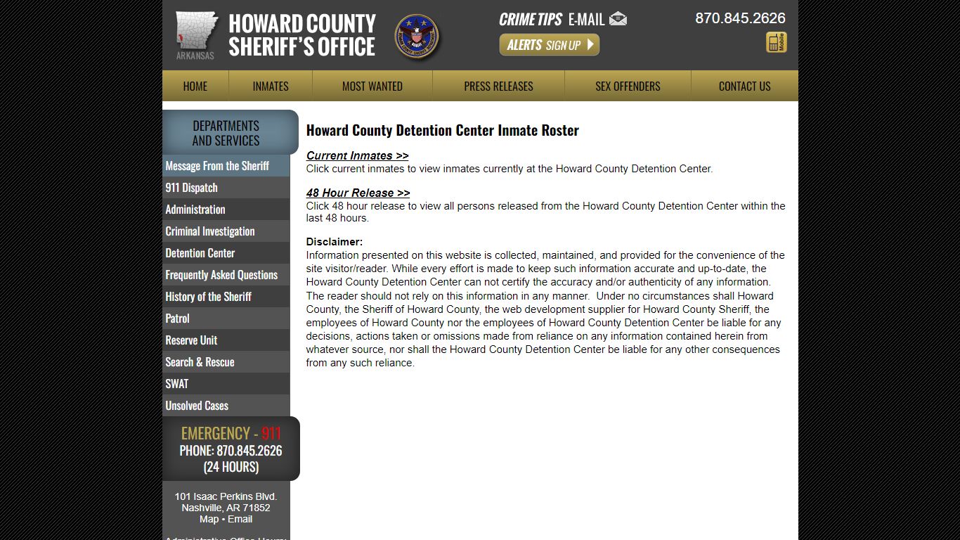 Roster Choose - Howard County Sheriff AR