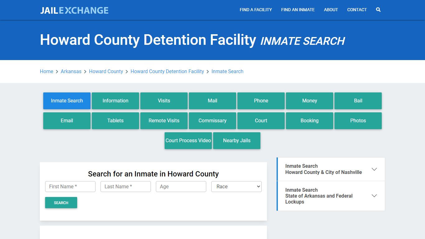 Howard County Detention Facility Inmate Search - Jail Exchange