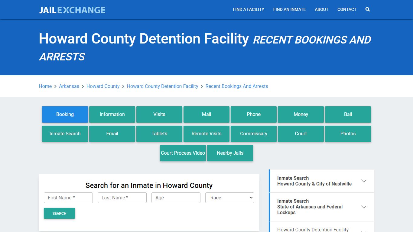 Howard County Detention Facility Recent Bookings And Arrests